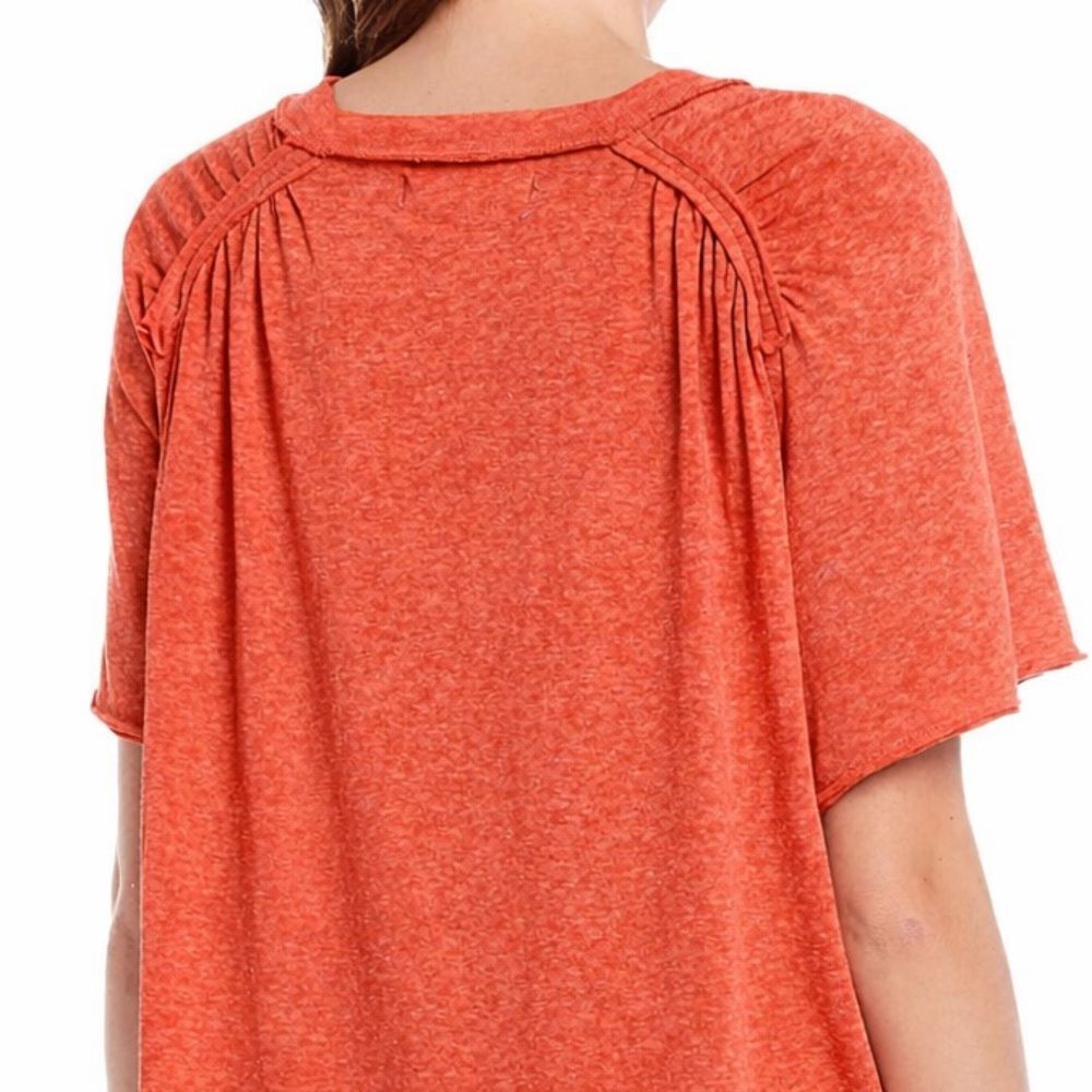 We The Free Distressed Sheer Coral Orange Short Sleeve Tee XS Lightweight Beach - Picture 9 of 9